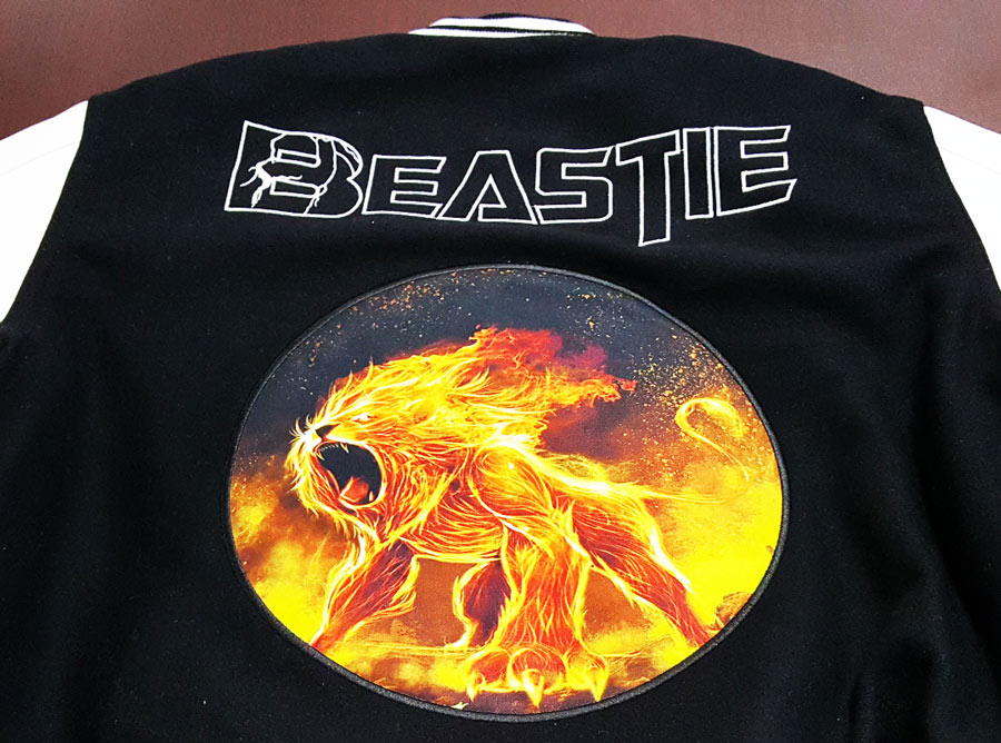 high-quality-custom-patches-los-angeles-beastie-fiery-lion-black-and-white-jacket-close-up